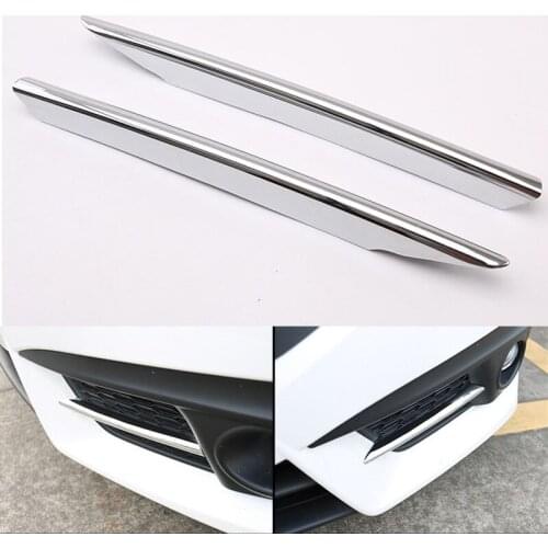 Car ABS Chorme Front Fog Lamp Strip Foglight Bumper Grille Trim fit For Civic X 2016-2018 Car Styling Accessories