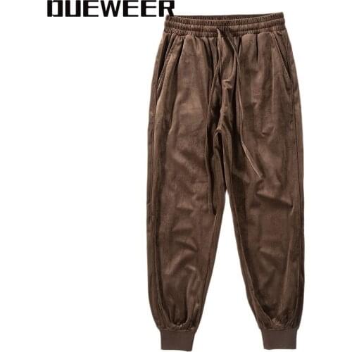 Dueweer Khaki Velvet Joggers Pants Harajuku Black Velour Pants Baggy Mens Fashionable Women Running Gym Loose Casual Sweatpants