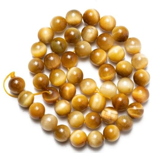 Bulk Wholesale Gold Tiger Eye Natural Stone Beads Loose Round Beads 4 6 8 10 12 14mm DIY Making Bracelet Necklace Jewelry