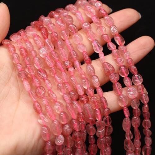 Natural Strawberry Quartzs Stone Beads for Women Girls Jewelry Making Necklace Bracelet Earrings Accessories Gifts Size 6-8mm