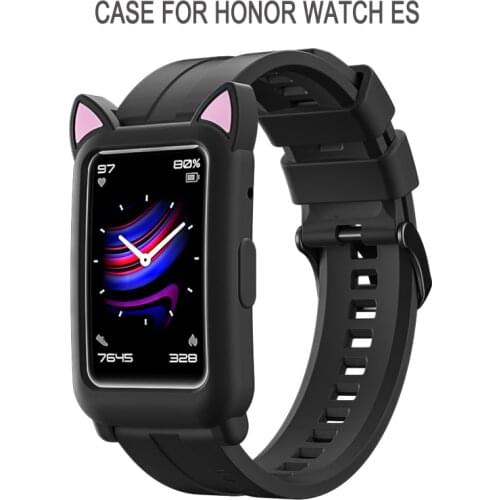 Watch Cover For HONOR Watch ES Silicone Case Cute Cartoon Scratch Resistant WATCH ES Cat Earmuffs Case gift watch Accessories