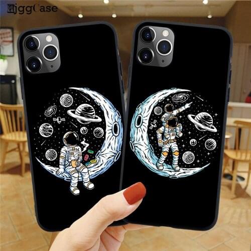 Space Astronaut Black Soft Silicon Phone Cases For iPhone 11 12 Pro Max Mini Case For iPhone X XR XS Max 8 6s 7 Plus Back Cover