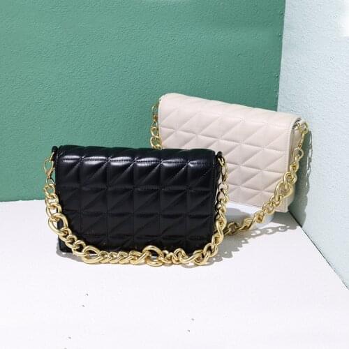 Branded Womens Shoulder Bags 2021 Quilted Metal Chain Shoulder Purses And Handbag Luxury Women Chain Pouch