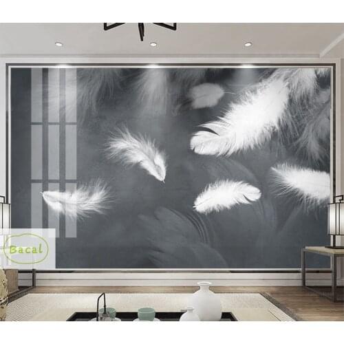 Custom Photo Wallpaper Modern 3D Wall Mural Wallpaper Black White Feather Art Design Bedroom Office Living Room 16d Wall Paper