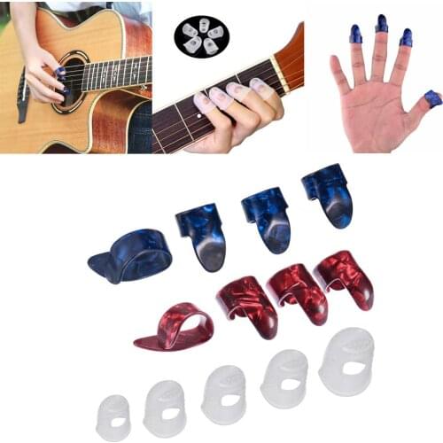 Thumb Finger Guitar Pick Celluloid Fingerpicks for Acoustic Electric Guitar Bass & 5pcs Silicone Finger Guards