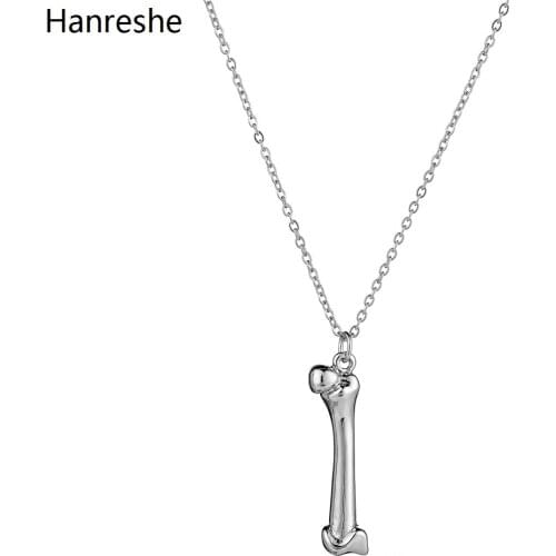 Hanreshe New Medical Femur Pendant Necklace Quality Stainless Steel Metal Skeleton Necklaces for Woman Doctor Nurse Jewelry Gift
