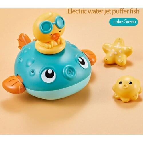 Bath Toy Electric Rotating Water Jet Puffer Fish Newborn Bathroom Gifts For Children Boys Girls Playing Water Shower Toddler Toy