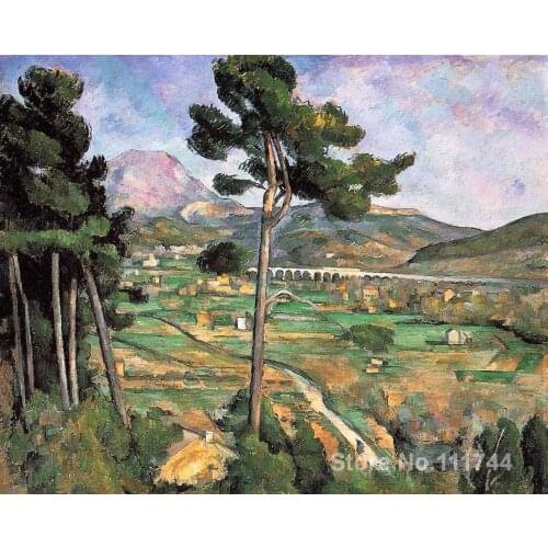 Art impressionism Landscape with Viaduct Mont Sainte Victoire Paul Cezanne paintings reproduction High quality Hand painted
