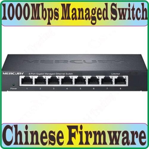 Chinese-Firmware, 8 Ports 1000M Gigabit Managed Ethernet Switch, 100/1000Mpbs Manageable Network Switches, QoS, IGMP, VLAN, Loop