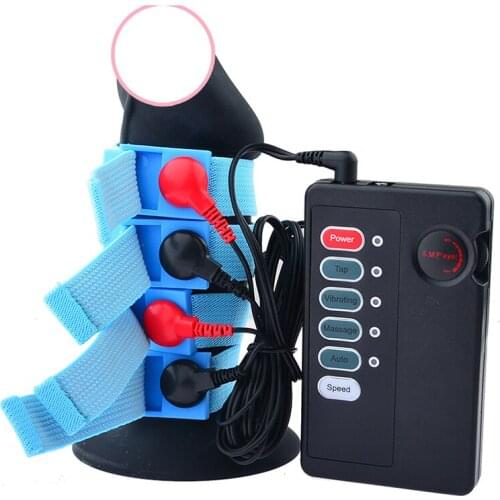 BDSM Electro Shock Conductive Fiber Penis Ring Electic Stimulation Therapy Ring Cock Extender Delay Bondage Ring Sex Toy For Men