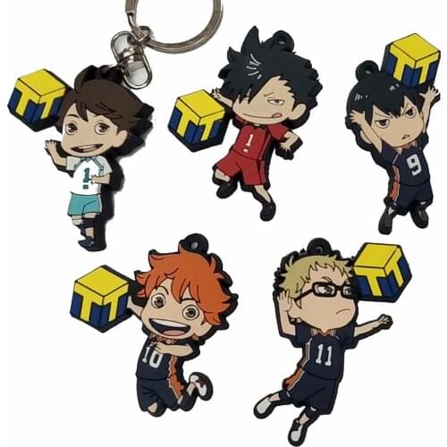 Haikyuu Anime keychain Oikawa Tooru Kozume Kenma Kuroo Tendo Satori Koutarou Hinata Rubber strap/mobile phone strap D294