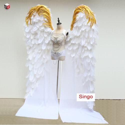 Halloween Angel Big Wings Mardi Gras Theme Party Cosplay Accessories of Kid Adult Large white Ostrich feather Wings Costume