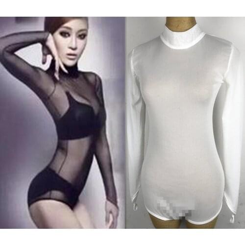 Nightclub Bodysuit Women Singer GoGo Dancers Costume Perspective Mesh Wrap Hip DS Performance Clothes Pole Dance Clothing 1770