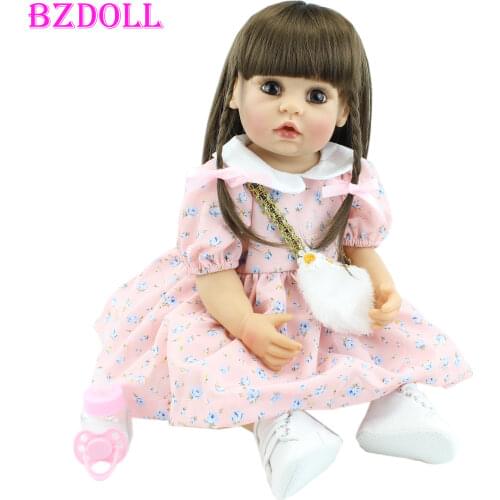 55cm Full Silicone Baby Reborn Doll Lifelike Soft Vinyl Newborn Princess Long Hair Boneca Child Birthday Gift Dress Up Toy