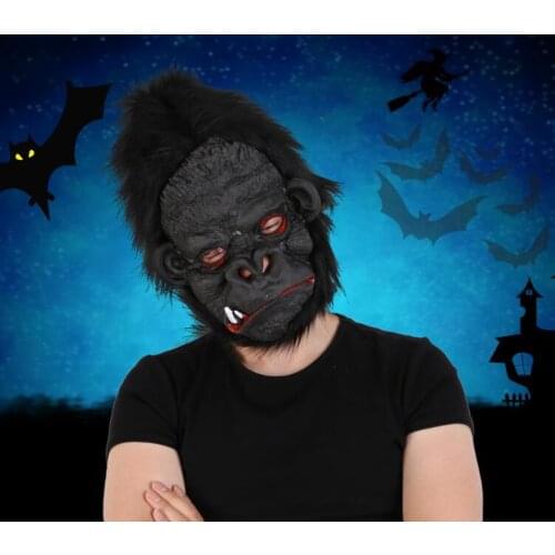 Chimpanzee Mask Cosplay Animal Gorilla Black Full Face Latex Masks Orangutan Novelty Halloween Party Costume Props