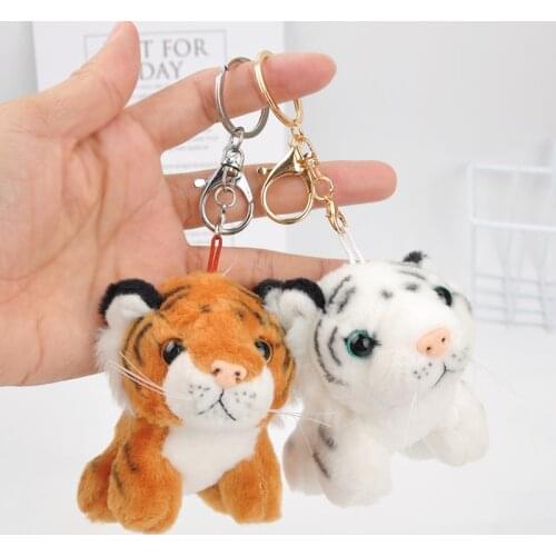 Cute Tiger Small Pendant Plush Toy Key Chains Stuffed Animals Boy Girl Backpack Hangings Christmas Birthday Gifts