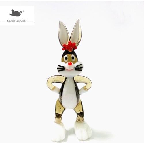 Miniature Glass Rabbit Figurines Crafts Ornaments Japan Style Cute Vivid Cartoon Animal Holiday Party Gifts For Kids Room Decor