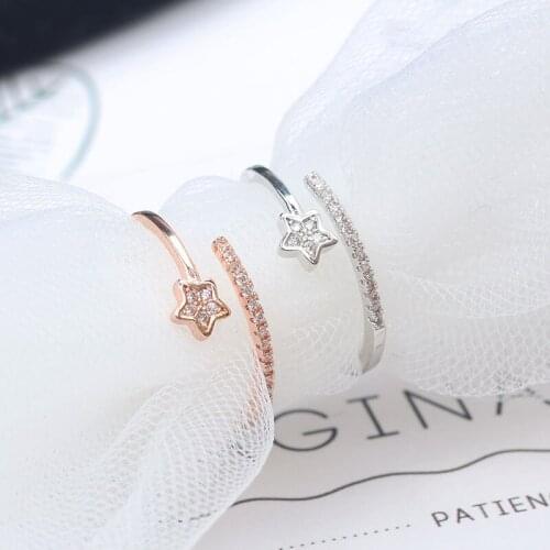 Fshion Cubic Zircon Star Rings Korea Geometric Adjustable Rings For Women Jewelry
