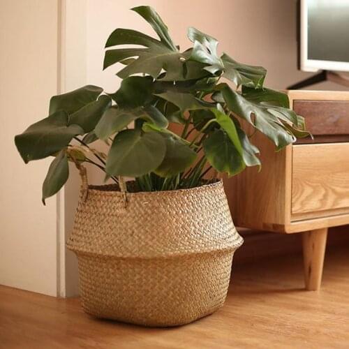 Seagrass Wickerwork Basket Rattan Hanging Flower Pot Dirty Laundry Hamper Storage Basket TS1