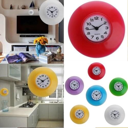 Bathroom Kitchen Waterproof Sucker Clock Shower Booth Powerful Adhered Fashion home sucker clock Wall Decoration