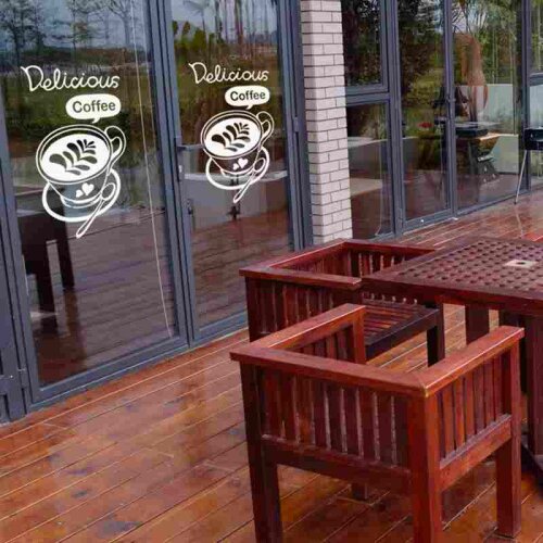 Coffee Shop Wall Decal Cafes Milk Tea Bakey Cake Wall Art Sticker Decal DIY Home Decoration Mural Decor Coffee Glass Sticker