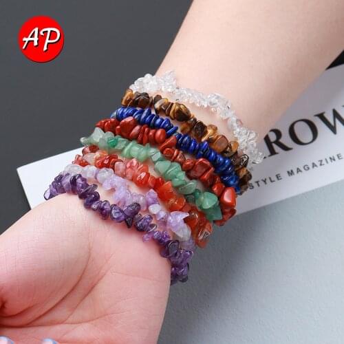 Natural Quartz Semi-precious Stones Bracelet Lrregular Crystal Gravel Accessories Healthy Energy Jewelry Daughter Gift