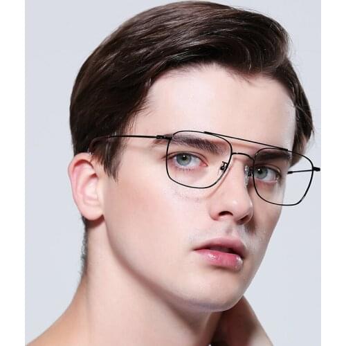FENCHI men glasses frame designer myopia optical glasses metal square frame clean anti blue light lens eyewear Transparent