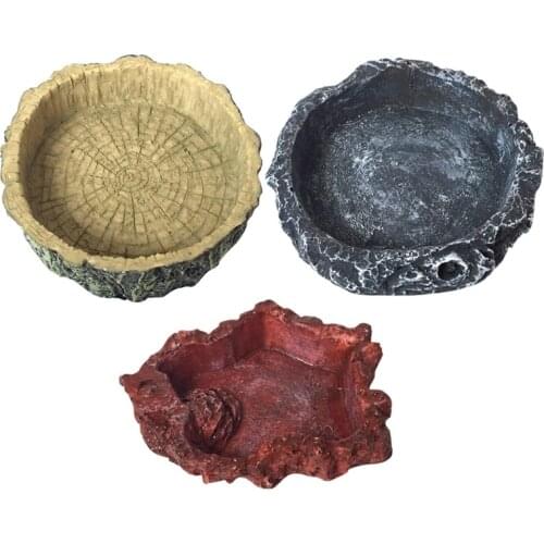 Pet Reptile Feeder Bowl Basin Resin Non-Toxic Food Water Pot Turtle Tortoise Scorpion Lizard Crabs for Pets Feeding Tray
