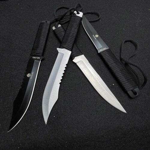 Very Sharp Outdoor Portable Knife Lightweight Hunting Camp Tool Paratrooper Rope Handle Fishing EDC Rescue Field Survival Knives