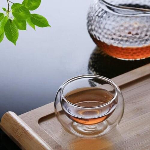 Transparent KungfuTea Cup Double Layer Glass Heat Insulation Cup Drinking Tea Accessories China Style Product