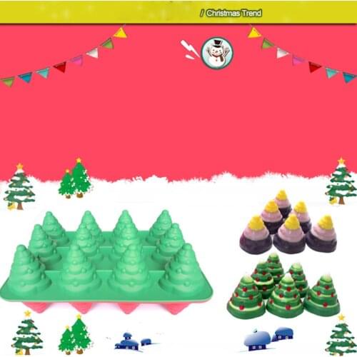 Christmas Tree Silicone Mold 3D Silicone Baking 12-Cavity Mold Kitchen Tools for Cake Muffin