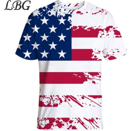 LBG Vintage American Flag Grunge T Shirt O-Neck Pure Cotton Custom Men T Shirts 2019 est Liverpool Independence Day Tshirt