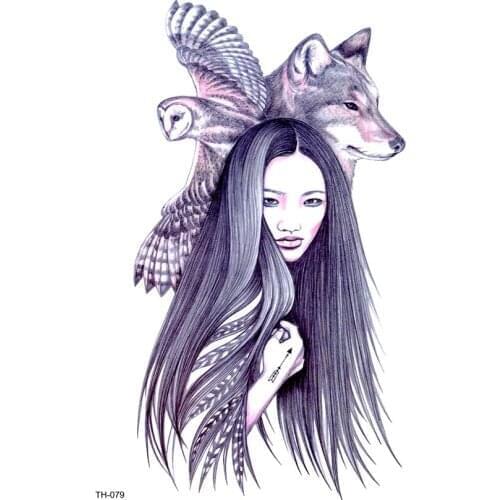 5pcs Beauty And Wolf Waterproof Temporary Tattoos Men Animals tatouage temporaire femme for Women Tatoo Temporary stickers