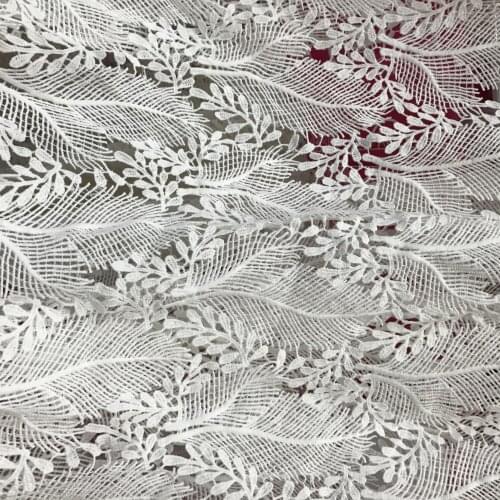 High Quality Leaf Guipure Fabric In White Exquisite Floral Lace Material Hollowed Out Lace Fabric For Bodices,Bridal Dress,Skirt