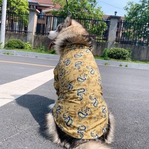 Pet Dog Japan Kimono Dragon Shirt for Small Medium Large Dogs Doberman Shiba Inu Teddy Pug Summer T-shirt Clothes Costume TLC26