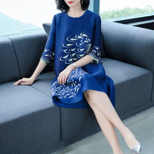 Woman Dresses Printed Dress Loose plus Size Casual Midi Dress A- line Vestido De Mujer Femme Robe