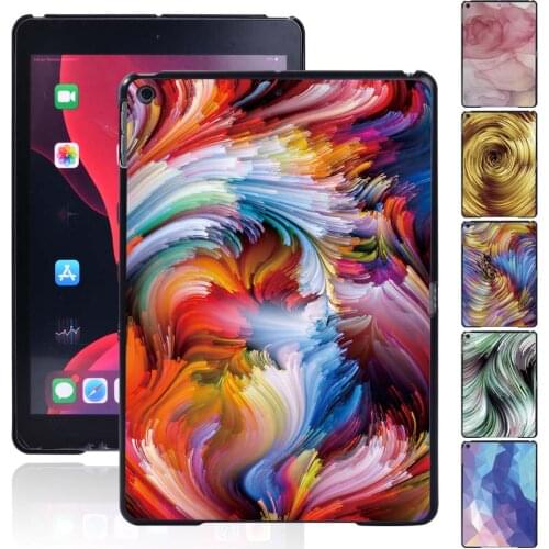 Tablet Hard Shell Cover Case for Apple IPad 8 2020 8th Generation 10.2 Inch Watercolor Series Durable Plastic Cover Case+Stylus