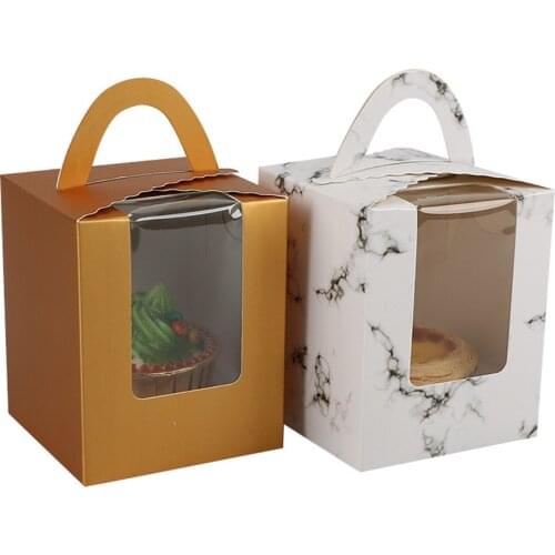 1/5/10pcs Cute Mini Biscuit Candy Box Muffin Box Portable Window Cupcake Box Mousse Mud Pudding Bottle Packaging Cup Gift