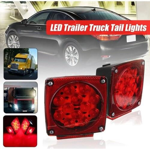 1pc 12V Car 12 LED Tail Brake Fog Light Red Square Trailer Taillight Truck Trailer Hitch Super Bright
