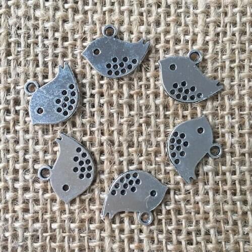 100 Pcs/lot 16x12mm Cute Bird Charms for Jewelry Making Antique Silver Plated Pendant for DIY Necklaces Bracelets Earrings A026