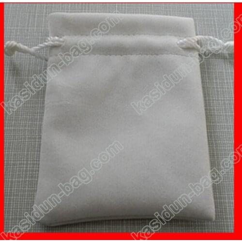 100pcs/lot) 8x10cm white velvet jewelry drawstring bag logo