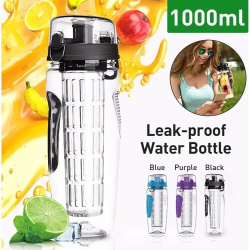 1000ML Sports Water Bottle Fruit Infuser Juice Shaker Leak-proof Portable Travel Camping Hiking Lemon Fruit Sport Water Bottles