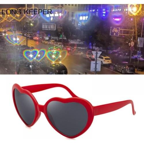 2021 New Love Heart Shape Sunglasses Women Men Special Effect Party Glasses Lights Change to Heart Shape Diffraction Eyewear