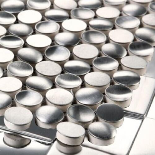 3D Penny Roun Stainless Steel Metal Mosaic Tile,Kitchen Backsplash Cabinet Wall Decoration