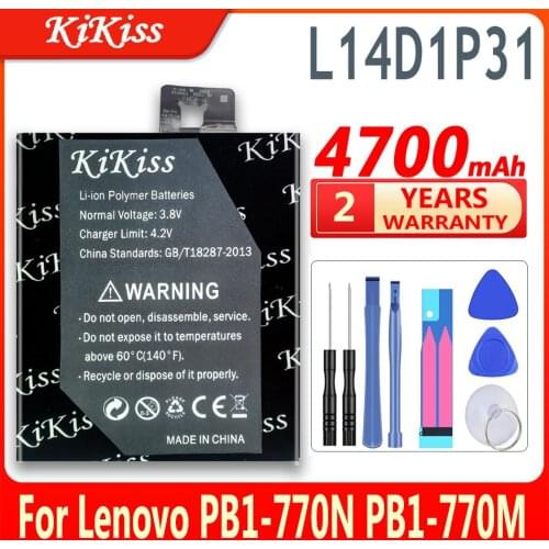 4700mAh kikiss New High quality L14D1P31 Rechargeable Battery For Lenovo PB1-770N PB1-770M PHAB Plus l14d1p31 battery