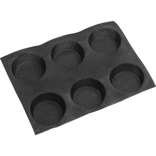 6 Molds Round Bread Silicone Baking Mold Silform Perforated Bun Baking Mat Non-Stick Muffin Caps Baking Pan Whoopie Pie Pan