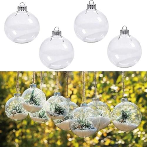 6PCS/lot Transparent Plastic Christmas Ball Pendant DIY Party Holiday Xmas Tree Hanging Ornament