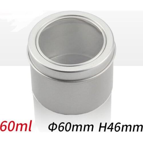 60*46mm 60ml Window Twist Lid Cover Medium Candle Tin 2oz Empty Slip Slide Round Tin Containers Aluminum Box SN745