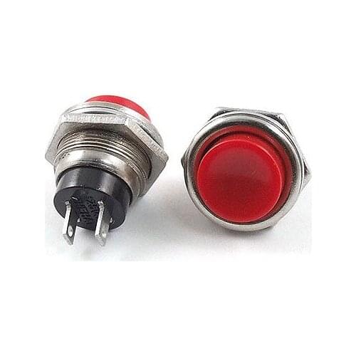 AC 125V 3A 2 Pin SPST OFF-(ON) NO Round Momentary Pushbutton Switch Red