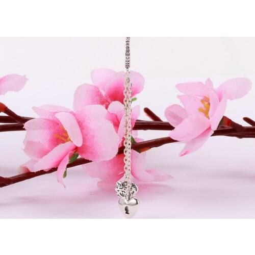 Bewill S925 Sterling Silver Cz Lock & Amp; Heart Swing Charm String Diy Bracelet Beads